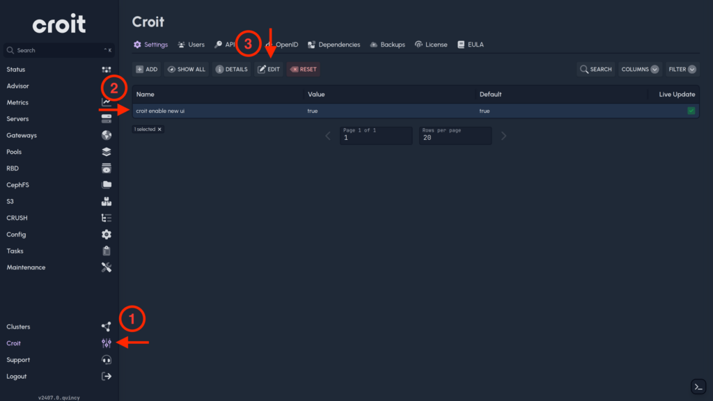 croit platform settings to change the look second part