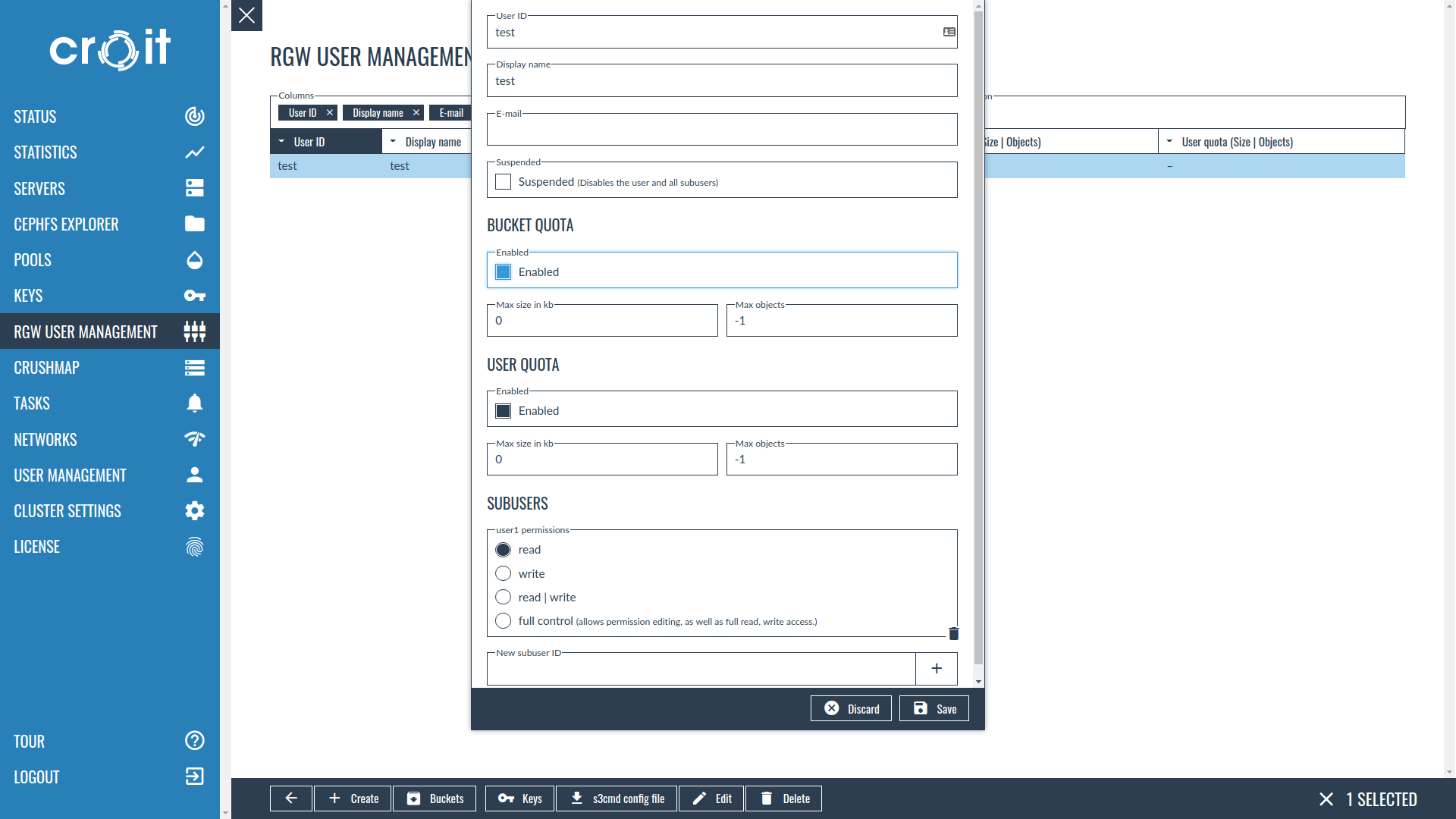 Management Interface - S3 Bucket Configuration