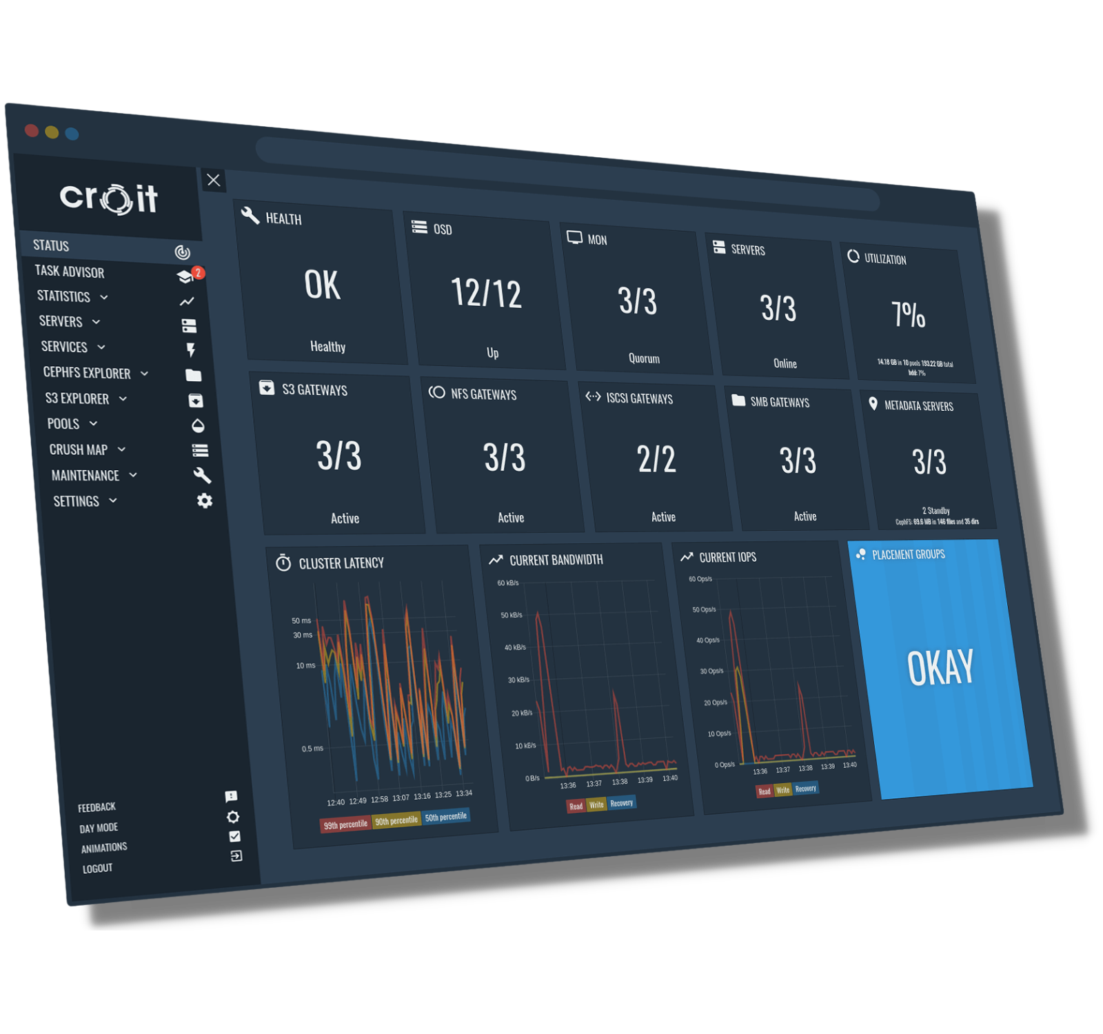 image of croit's ceph software user interface